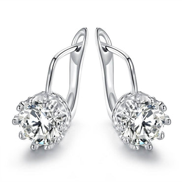 Rhodium Swarovski Elements Huggie-Hoop Earring