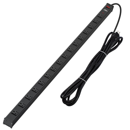 CRST 16-Outlet Metal Power Strip Surge Protector, 1800 Joules, 2.6" Ultra-Wide Spaced Outlets for Large Adapters, 15ft Heavy Duty Cord, Industrial Mountable Design with EMI Filter