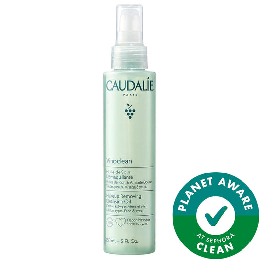 Caudalie Vinoclean: Vegan Makeup Removing Cleansing Oil - Natural, Hydrating & Gentle for Dry Skin - Dissolves Waterproof Makeup