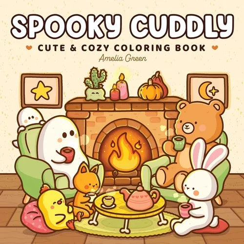 Spooky Cuddly: Cozy Coloring Book for Adults and Teens Featuring Adorable Animal Characters and Cute Ghosts for Relaxation - Paperback