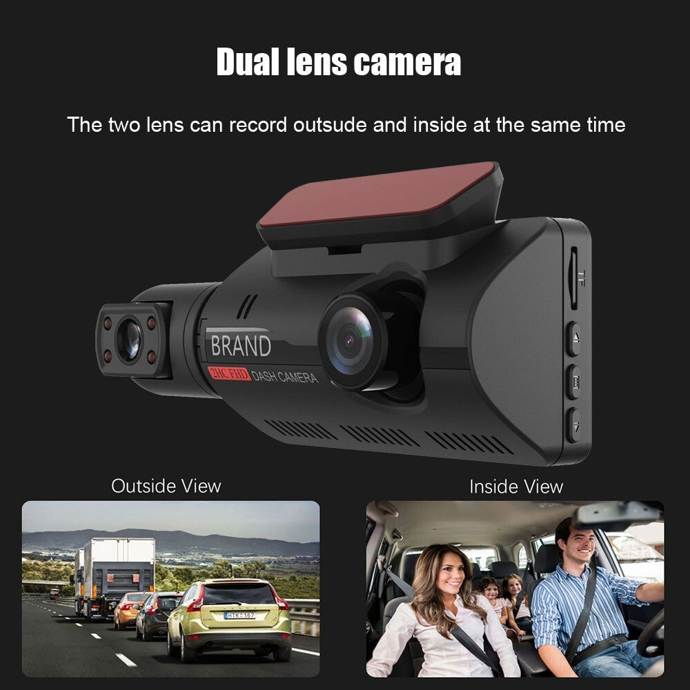 1080P Dual Lens Car DVR Dash Cam Video Recorder G-Sensor Front And Inside Camera