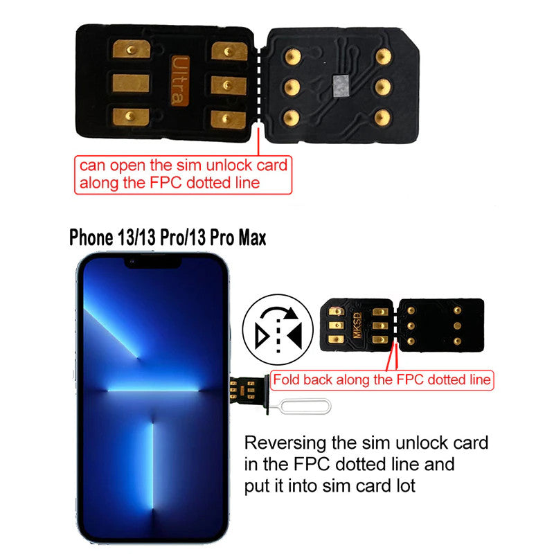 MKSD Ultra V5.3 Unlock Card RSIM Chip Service iPhone 14 13 12 11 X XR 8 7 6 2026