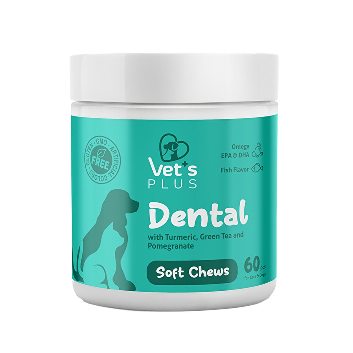 Vet's Plus Calming Chewable Tablets for Cats and Dogs - Natural Stress Relief & Anxiety Support - Gluten-Free, GMO-Free, 60 Count