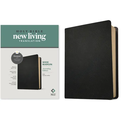 NLT Wide Margin Bible, Filament Enabled (Genuine Leather, Black, Red Letter) - Leather