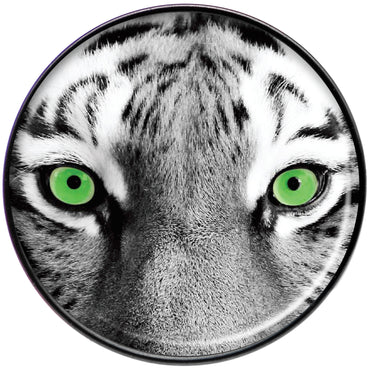 Black White Tiger Eyes Black Barbell Tongue Ring