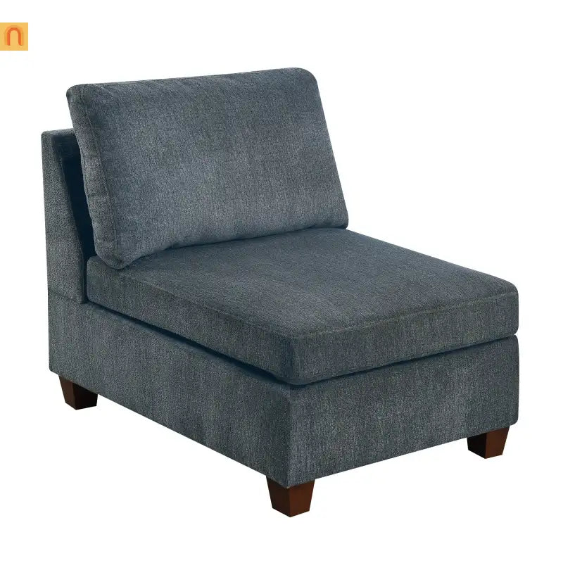 Sectional Sofa Modular Chenille Gray 7-Piece Ottoman