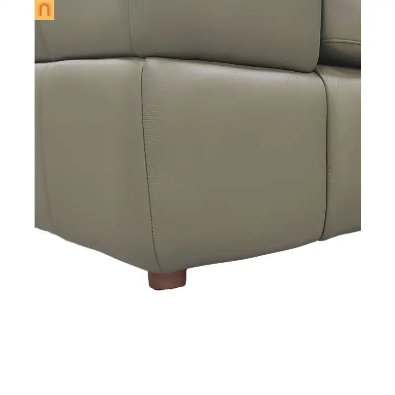Sectional L-Shape Leather Match Olive Green Square Arm 8-Seat 131in
