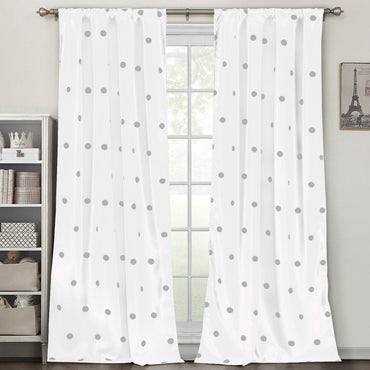 Set of 2: Polka Dots Blackout Window Curtain Pair Panel