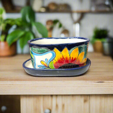 Small Talavera Flower Pot | Colorful Hand-Painted Mexican Planter
