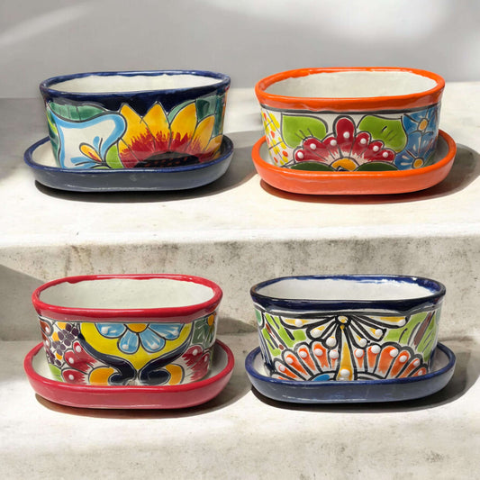 Small Talavera Flower Pot | Colorful Hand-Painted Mexican Planter