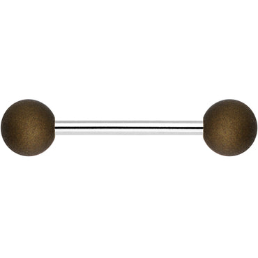 Brown Silicone Coated Acrylic Ball End Barbell Tongue Ring