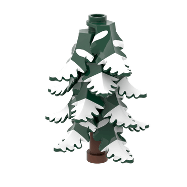 Dark Green Plant Leaf - Covered Snow - Winter - Custom Printed - Made Using a LEGO® Part