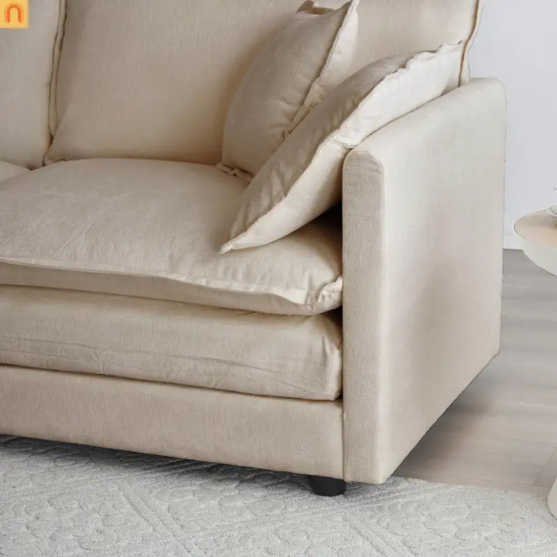Modular Chenille Sofa Set - 7-Seat 3-Piece Light Coffee