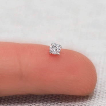 Solid 925 Sterling Silver Round Cut Crystal Small Studs