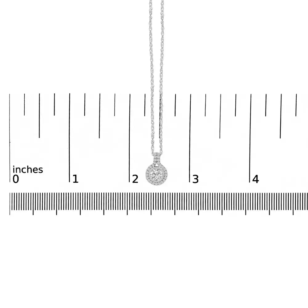 Sterling Silver 3/4 Cttw Lab Grown Diamond Halo Pendant Necklace 18 Inch