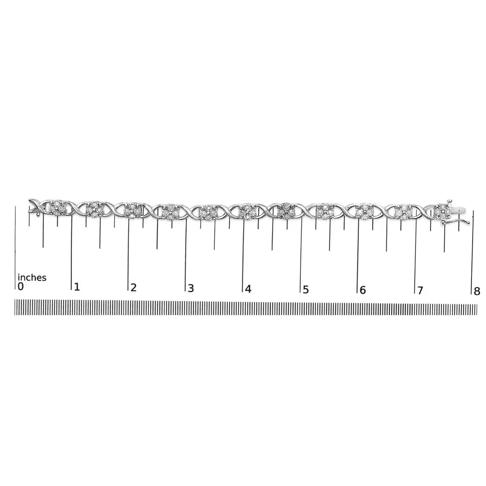 Rose-Cut Diamond Love Locks Link Bracelet in Sterling Silver 1 Cttw