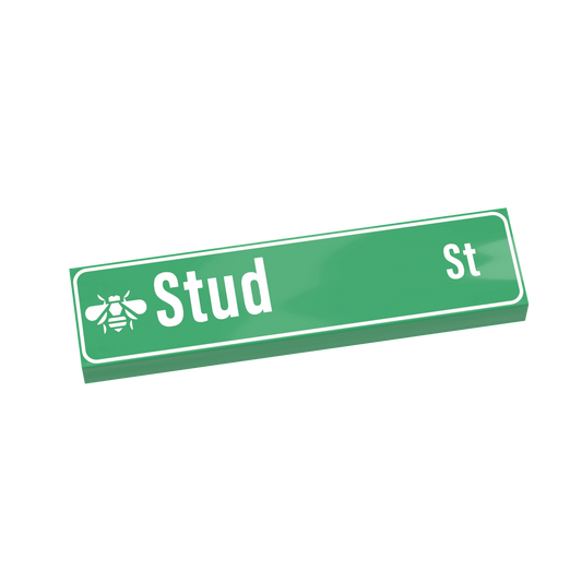 Stud Street - Street Sign - Custom Printed 1x4 Tile - Made with LEGO® Parts