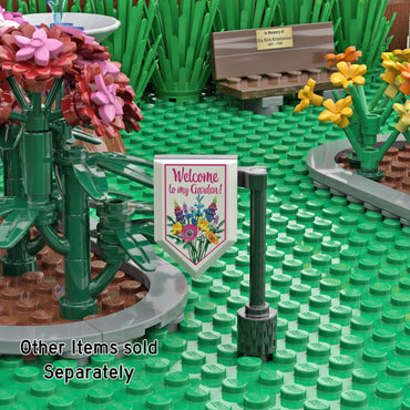 Welcome to My Garden Banner Flag - Custom Printed - Made Using a LEGO® Tile