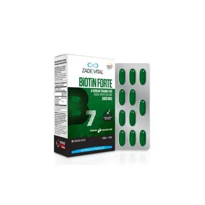Zade Vital Biotin Forte B7 5000 mcg Dietary Supplement for Hair, Skin, and Nail Support - 30 Vegetarian Capsules