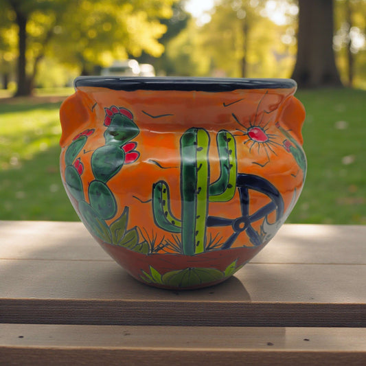 Talavera Cactus Planter | Hand-Painted Desert Pot