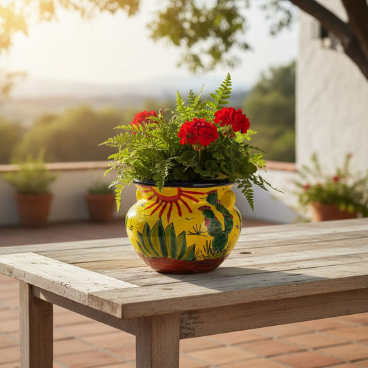 Talavera Cactus Planter | Yellow Desert Design