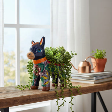 Talavera Donkey Planter | Vibrant Mexican Burro Pot