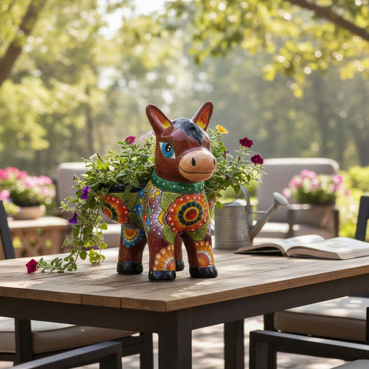 Talavera Donkey Planter | Vibrant Mexican Burro Pot