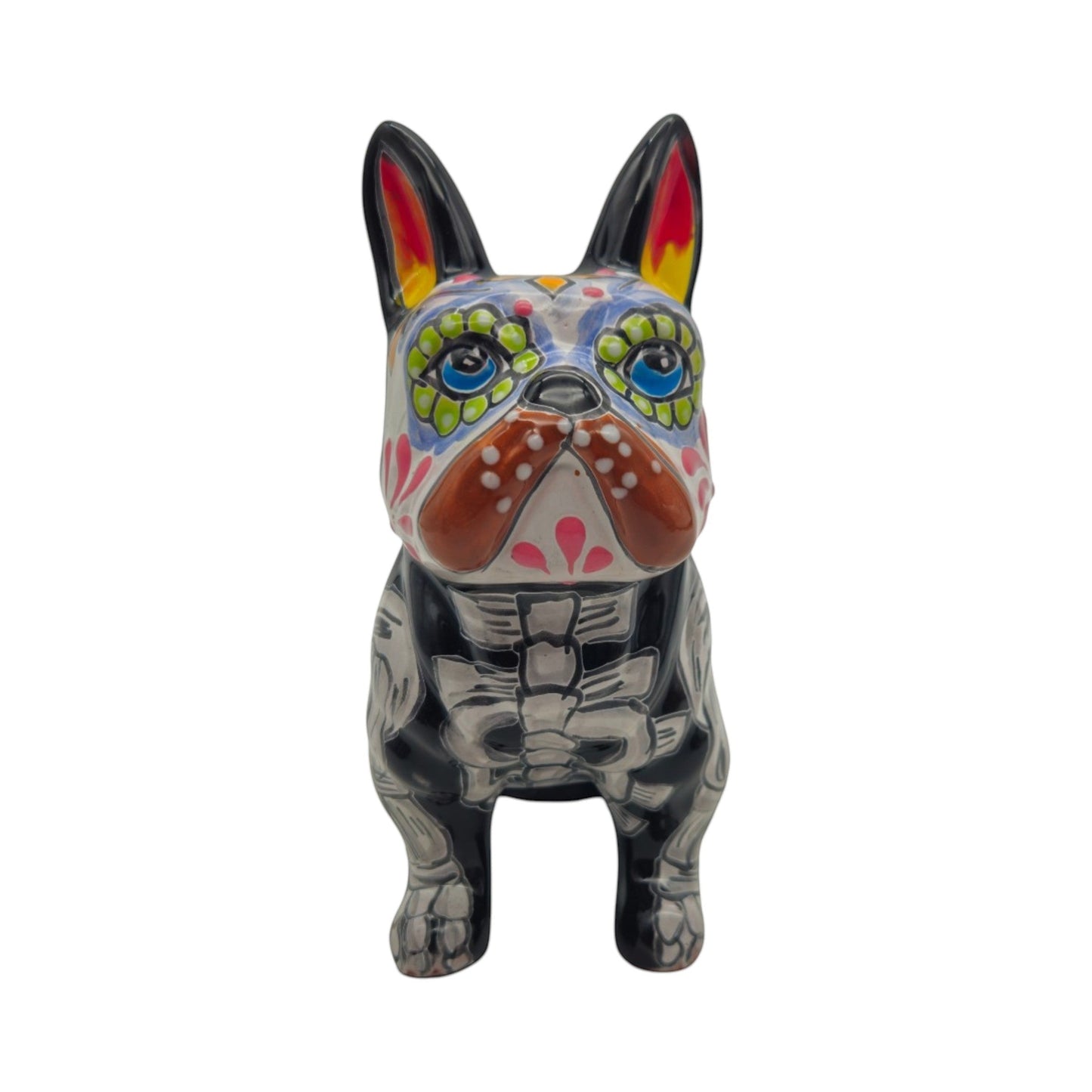 Talavera French Bulldog Statue | Day of the Dead Design