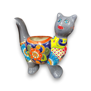 Talavera Cat Planter | Colorful Hand-Painted Mexican Artwork