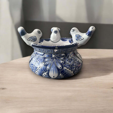 Small Talavera Hanging Planter with Birds | Handmade Ceramic Pot