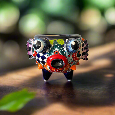 Talavera Puffer Fish Planter | Colorful Mexican Ceramic Pot