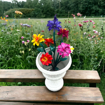 Talavera White Flower Pot | Handmade Mexican Ceramic Planter