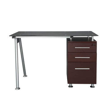 Tempered Glass Top Computer Desk with Storage