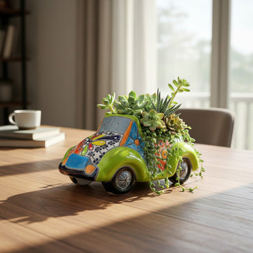 Small Talavera Car Planter | Ceramic Car Statue