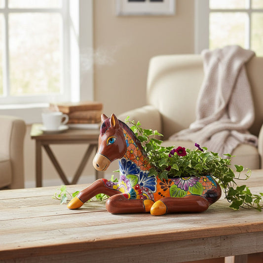 Small Talavera Horse Statue Planter