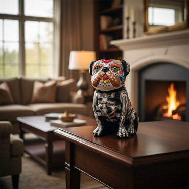 Day of the Dead Bulldog Figurine | Handmade Talavera Dog Statue