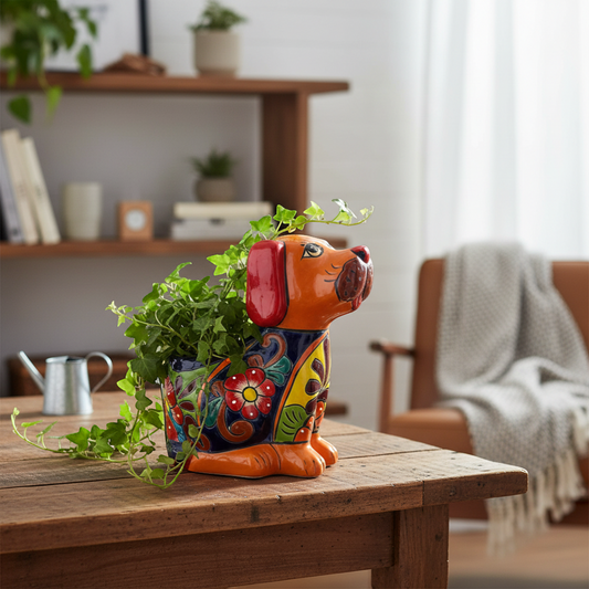 Mexican Handmade Dog Planter | Talavera Dog Planter