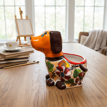 Mexican Handmade Dog Planter | Talavera Dog Planter