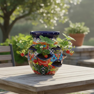 Talavera Strawberry Planter Pot | Hand-Painted Mexican Ceramic