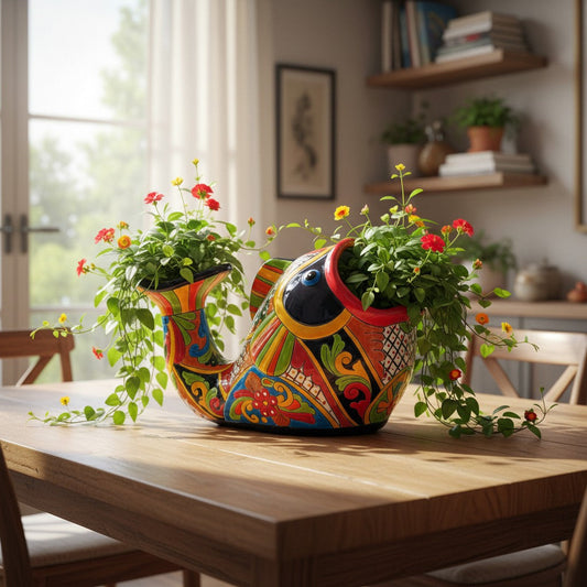Talavera Fish Planter | Hand-Painted Mexican Ceramic Decor