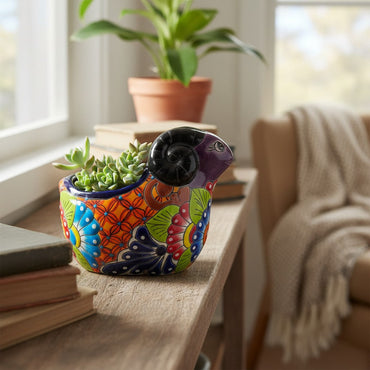 Talavera Ram Planter | Colorful Mexican Sheep Ceramic Pot