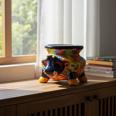 Talavera Cow Planter | Handmade Mexican Pottery for Home & Garden