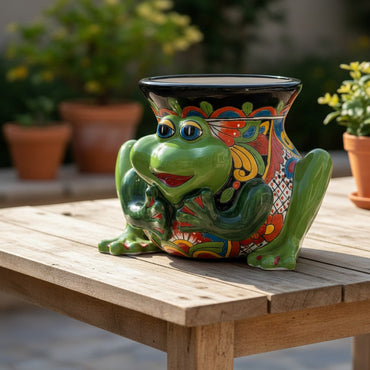 Talavera Frog Planter | Colorful Hand-Painted Mexican Ceramic Pot