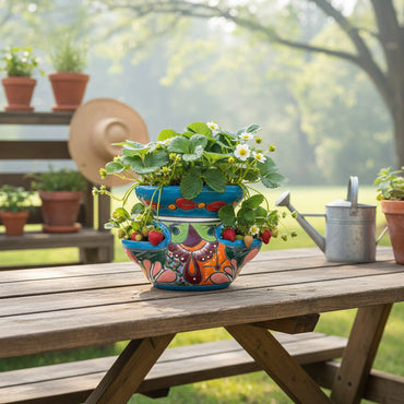 Talavera Strawberry Planter | Hand-Painted Mexican Pot