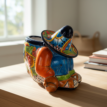 Colorful Talavera Panchito Planter | Mexican Sleeping Man Pottery