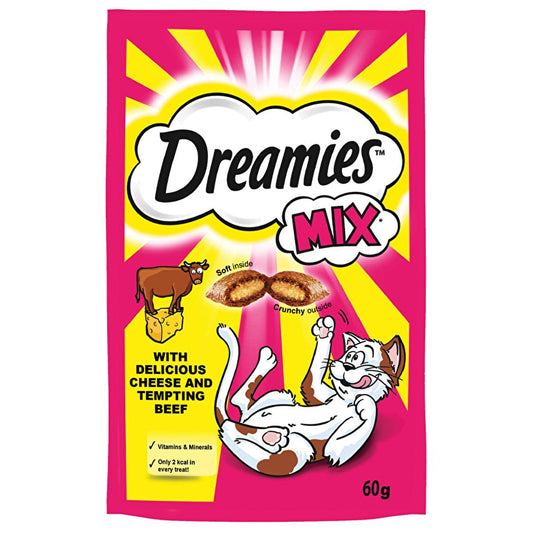 Dreamies Healthy Cat Treats - Low Calorie, Natural Ingredients, Crunchy Outside, Soft Inside - 60g