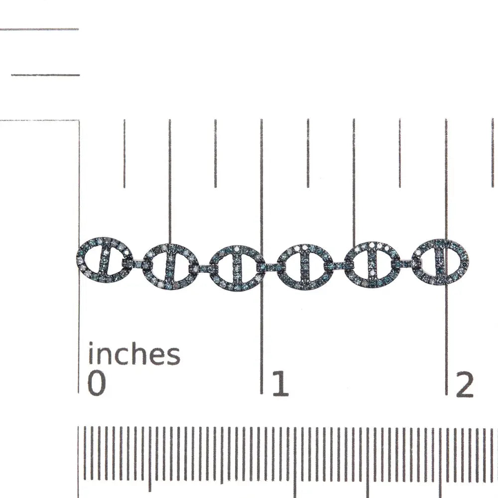 Treated Blue Diamond Linked Circle Drop Earrings in Sterling Silver – 1 Cttw