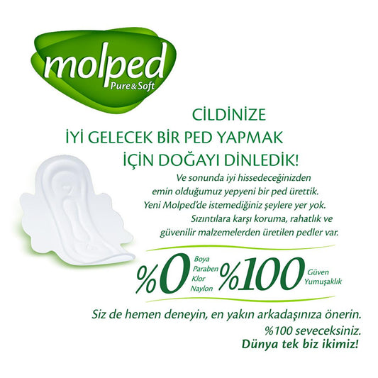 Molped Pure & Soft Organic Cotton Pads: Hypoallergenic, Chlorine & Paraben Free Sanitary Napkins for Sensitive Skin - 7 Count