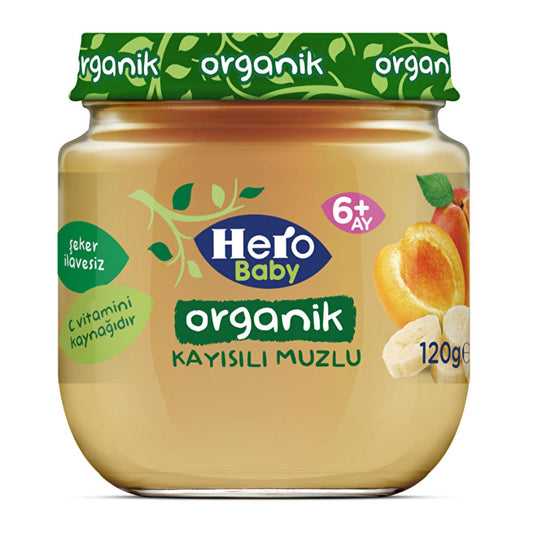 Hero Baby Organic: Apricot Banana Organic Baby Food - Gluten-Free, No Added Sugar, Vitamin C Rich - 120g