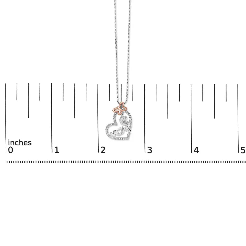 1/5 Cttw Diamond Mom Heart Pendant in Two-Tone .925 Sterling Silver
